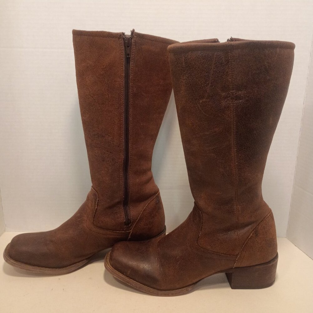 DURANGO "Charlotte" Women's Sz 9US/41EU Brown Aged Leather Inside Zip Tall Boots - Picture 6 of 12